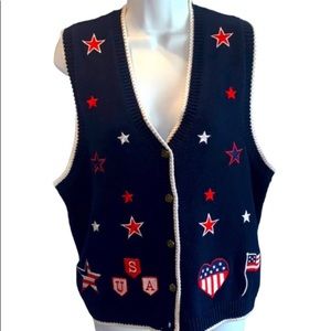 Charter Club Size S USA Patriotic Sweater Vest